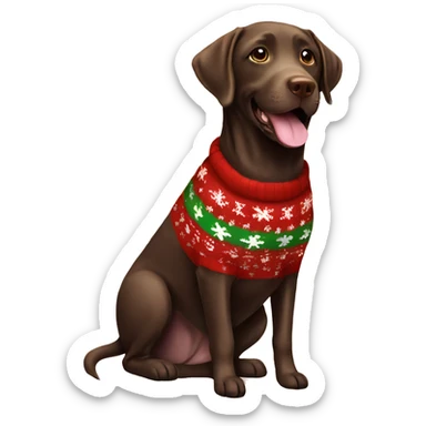 happy chocolate labrador in christmas sweater sticker