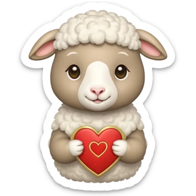 Little lamb holding a gold token with a Heart symbol on it sticker