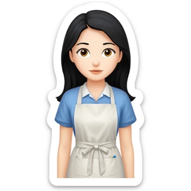 long black hair woman with apron sticker