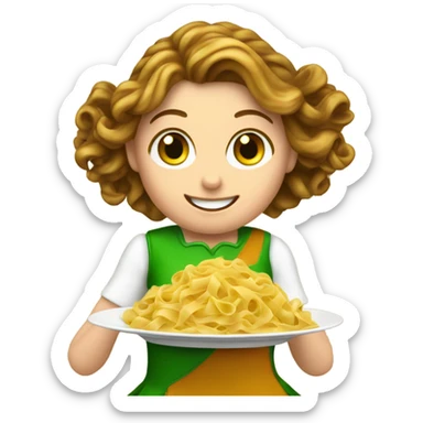 Irish dancer girl eating pasta sticker