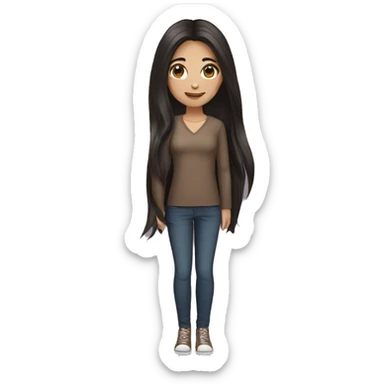 girl with long blackish brown hair and, brown eyes  sticker