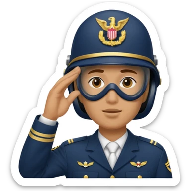 Soldier saluting with helmet + navy mask sticker