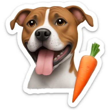 english staffy eating a carrot  sticker