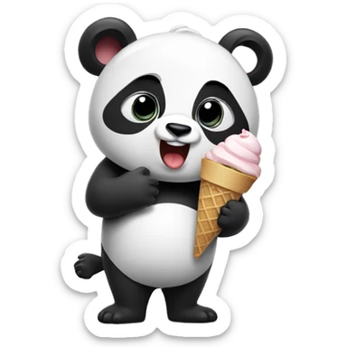 Panda eating ice cream sticker