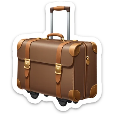 Rolling luggage with handle, muted colors, not vibrant sticker