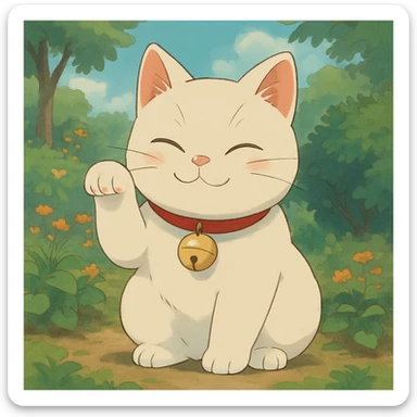 white lucky cat sticker