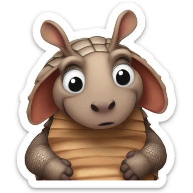 An armadillo saying I miss you with a hug sticker