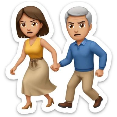 a man angrily moving his wife out the way  sticker