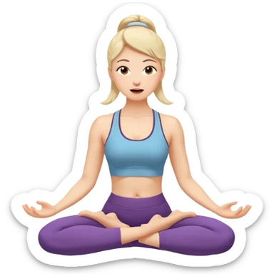 woman burping during yoga practice sticker