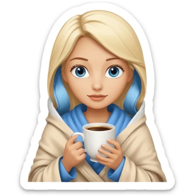 Blonde with blue eyes wrapped yphot coffee sticker