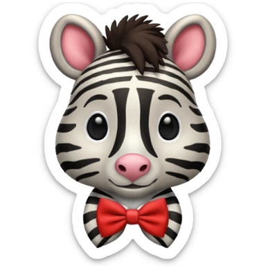 Zebra with a red bow tie sticker