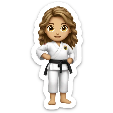 chica que practica karate de 1.50cm de alto con pelo balayage y piel castaña sticker