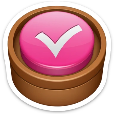 Design a Check Mark Box emoji (✅) that is pink and has a circular shape sticker