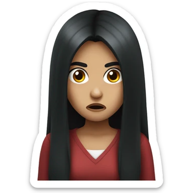 Angry girl with long black hair sticker