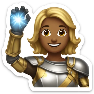 Golden Knight female victory celebration hands up sticker