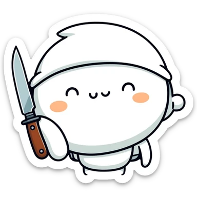 Sleepy holding knife sticker