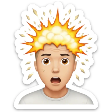 Surprised man with explosion coming from head sticker