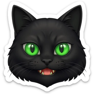 scary black cat with fur raised and back arched sticker