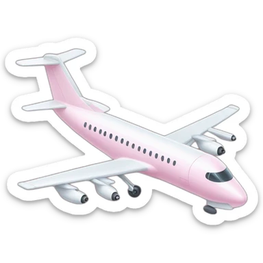 Pastel pink cartoon plane sticker