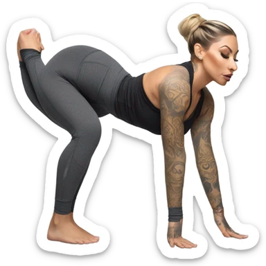 Karma RX squatting in yoga pants sticker