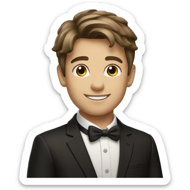 smiling boy brown hair in formal attire sticker