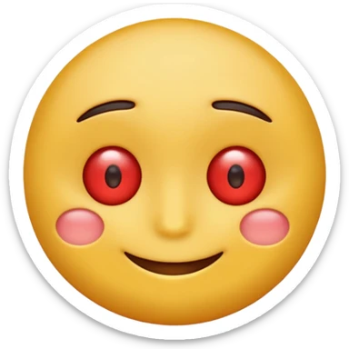 Design a classic round yellow emoji face with heavy-lidded red eyes, a relaxed smile, and a dazed, chill expression — it should look stoned but still friendly and cute. Add subtle puffiness under the eyes and a light blush to give it that mellow, baked vibe. sticker