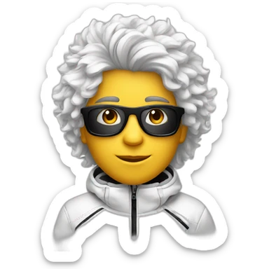 Un garçon blanc à das lunettes de ski il a cheveux noirs sticker