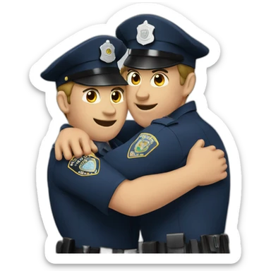 two police men hugging sticker