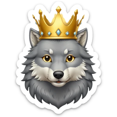 wolf with a golden crown on his head sticker