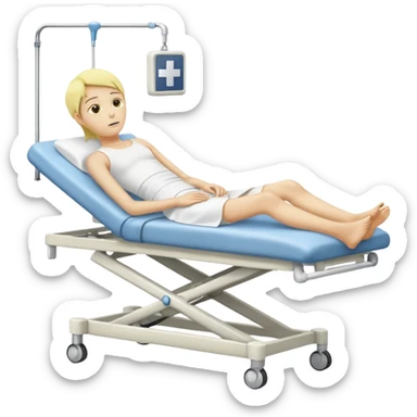 pessoa com a febre levemente amarela deitada em uma maca de hospital sticker