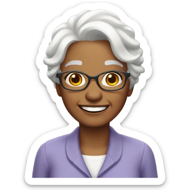 smiling grandmother with white hair sticker