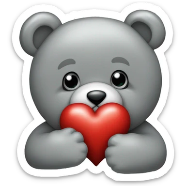 realistic-grey-teddy-bear-hugging-heart  sticker