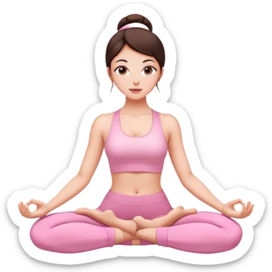 Beautiful brunette yoga girl light pink clothes  sticker