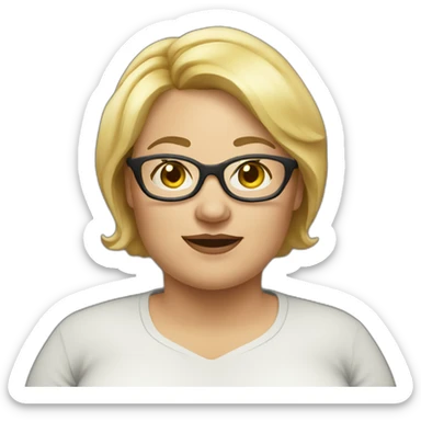 Woman very fat, blonde, short hair, with glasses, with a small noise, 55 years old sticker