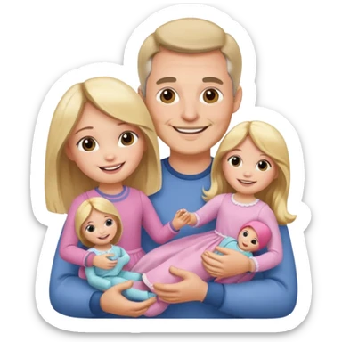 father and daughter playing with dolls sticker