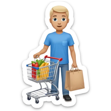 man-with-a-shopping-cart-full-body sticker