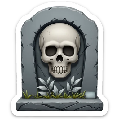 tombstone with a skull emoji sticker