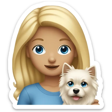 Blonde girl blue eyes holding spitz  sticker