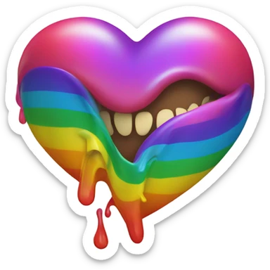 Heart with rainbow coming out mouth  sticker