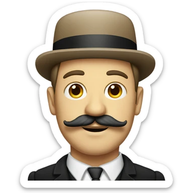 German man with Chaplin mustache sticker