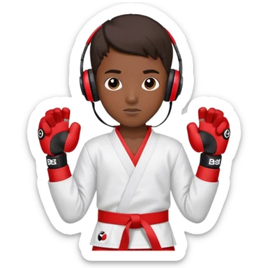 Taekwondo boy with a beats studio pro sticker