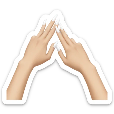 Hands pinching with white long nails sticker
