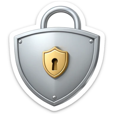 security shield with a padlock on top, cartoonish style sticker