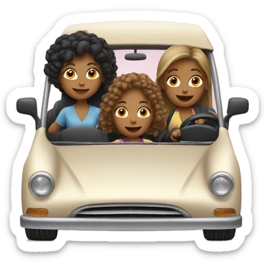 three Girls driving car sticker