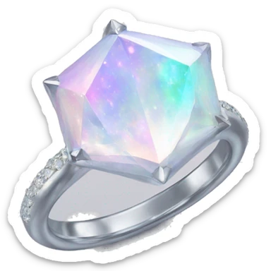 Pastel White iridescent nebula diamond ring  sticker