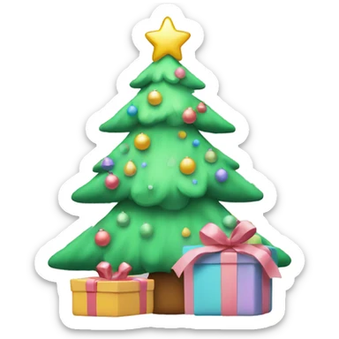 Pastel christmas tree with presents sticker