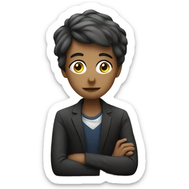teacher emoji sitting across a small table from a student emo sticker