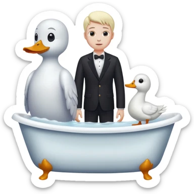 an batthub duck, goast, bird and a men sticker