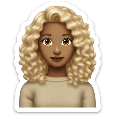 girl with blonde curly hair, brown eyes wearing a ralph lauren jumper sticker