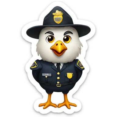 Chicken as a policeman sticker
